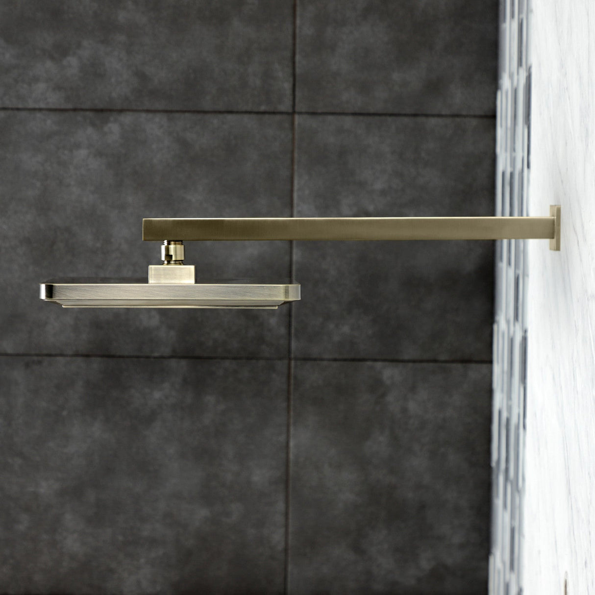 Shower Scape K250A3CK 9-5/8-Inch Square Shower Head with Shower Arm, Antique Brass