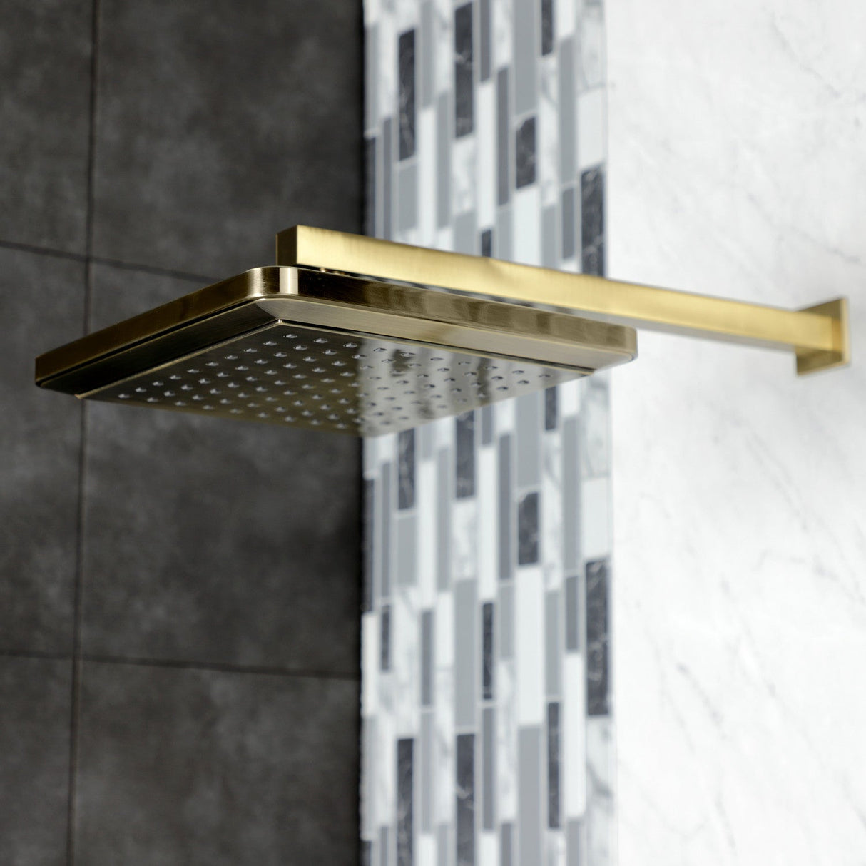 Shower Scape K250A3CK 9-5/8-Inch Square Shower Head with Shower Arm, Antique Brass