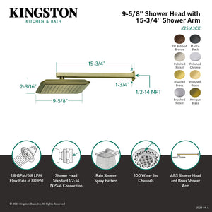 Shower Scape K251A2CK 9-5/8 Inch Square Shower Head with Shower Arm, Polished Brass