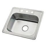 Carefree K25228BN 25-Inch Stainless Steel Self-Rimming 3-Hole Single Bowl Drop-In Kitchen Sink, Brushed