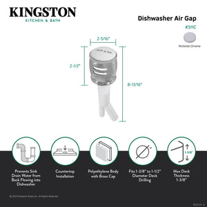 Heritage K511C Dishwasher Air Gap, Polished Chrome