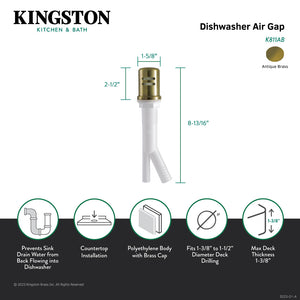 Trimscape K811AB Dishwasher Air Gap with Brass Cover, Antique Brass