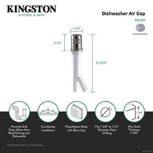 Trimscape K811SN Dishwasher Air Gap with Brass Cover, Brushed Nickel
