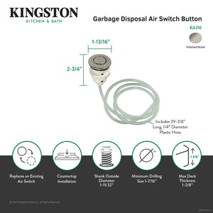 Trimscape KA316 Garbage Disposal Air Switch Button, Polished Nickel