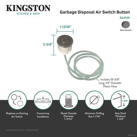 Trimscape KA31VN Garbage Disposal Air Switch Button, Black Stainless