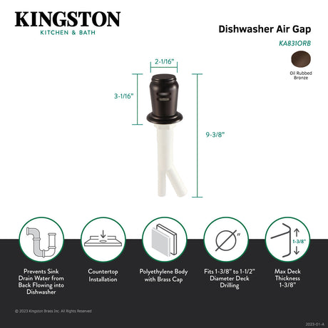 Trimscape KA831ORB Dishwasher Air Gap, Oil Rubbed Bronze