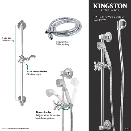 Made To Match KAK3322W2 Hand Shower Combo with Slide Bar, Polished Brass