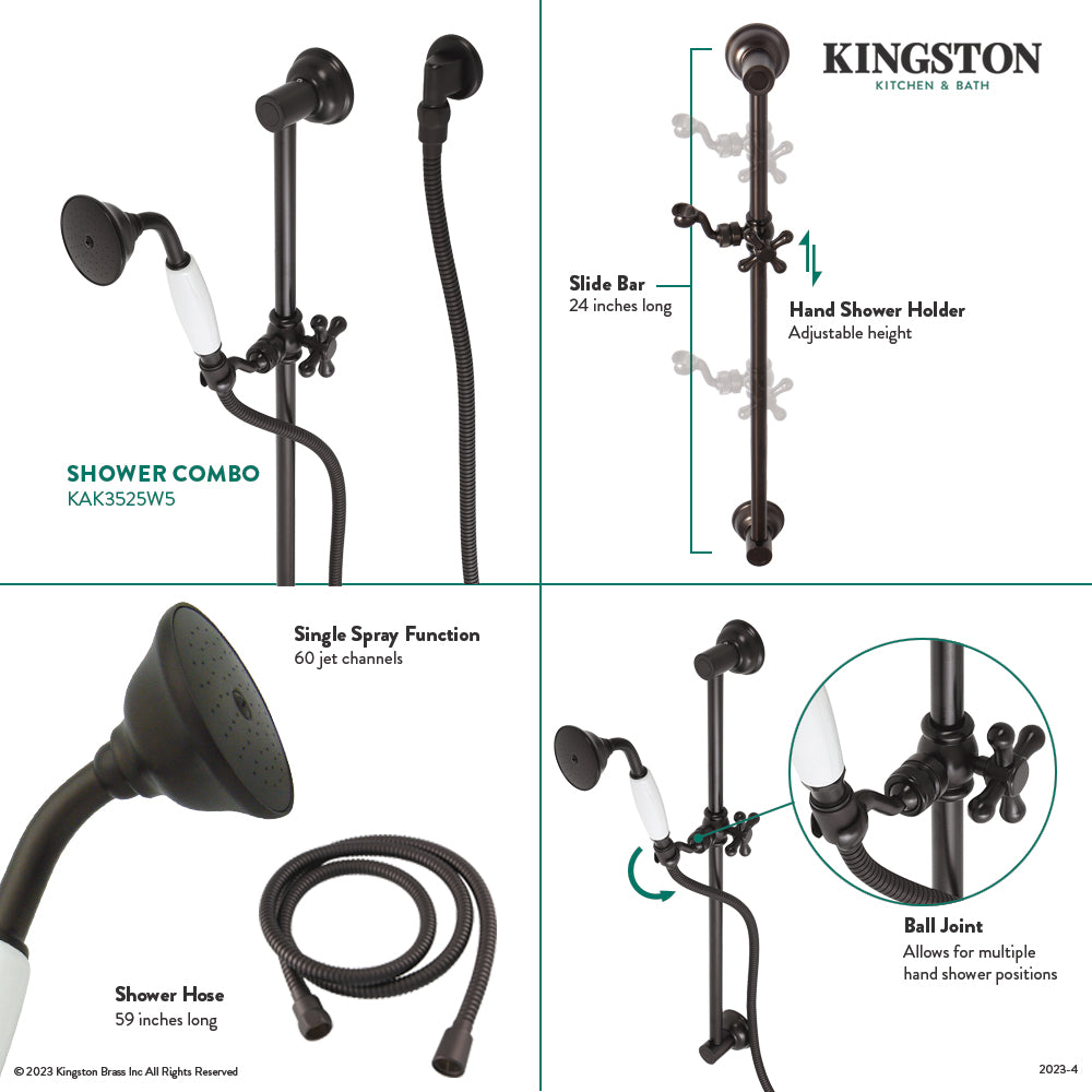 Made To Match KAK3522W2 Hand Shower Combo with Slide Bar, Polished Brass