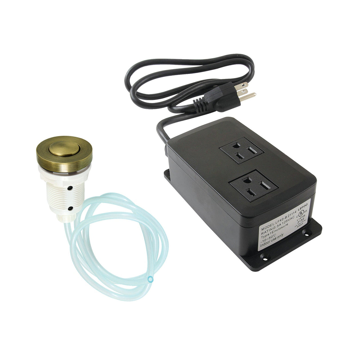 Gourmetier KAMDK31AB Dual Outlet Garbage Disposal Air Switch Kit, Antique Brass