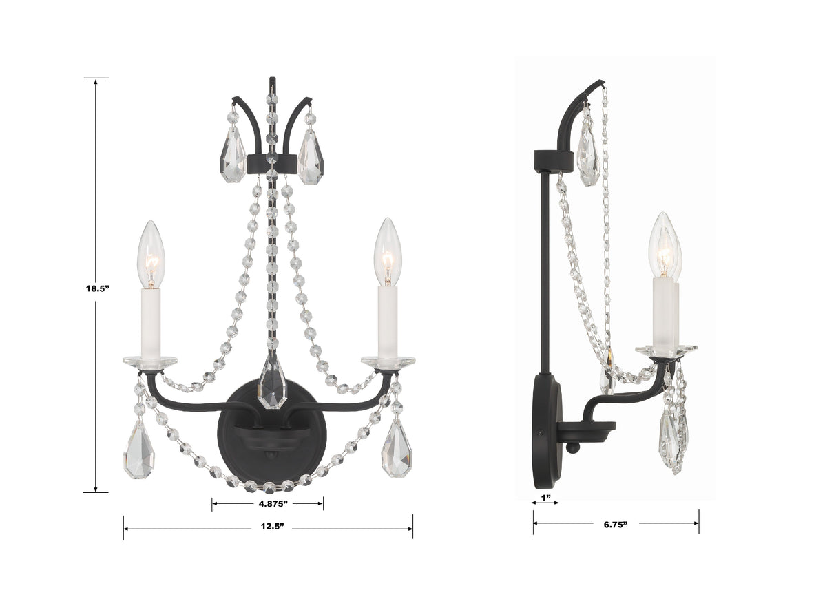 Karrington 2 Light Aged Brass Sconce KAR-90902-AG-CL-MWP