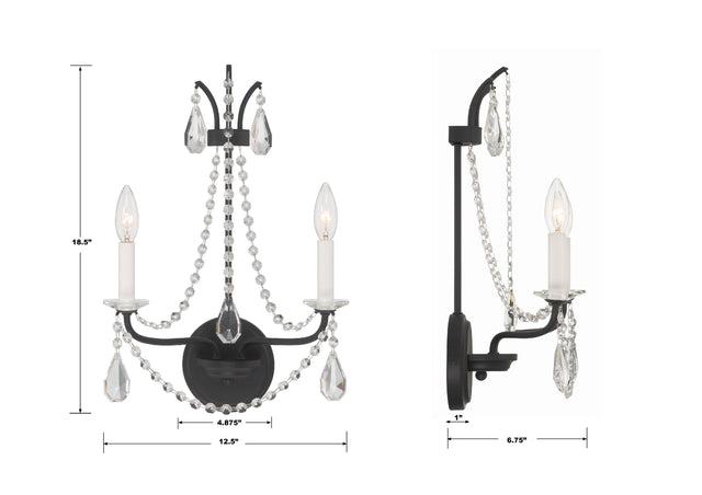 Karrington 2 Light Aged Brass Sconce KAR-90902-AG-CL-MWP