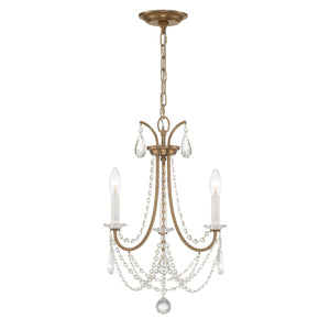 Karrington 3 Light Aged Brass Mini Chandelier KAR-90903-AG-CL-MWP