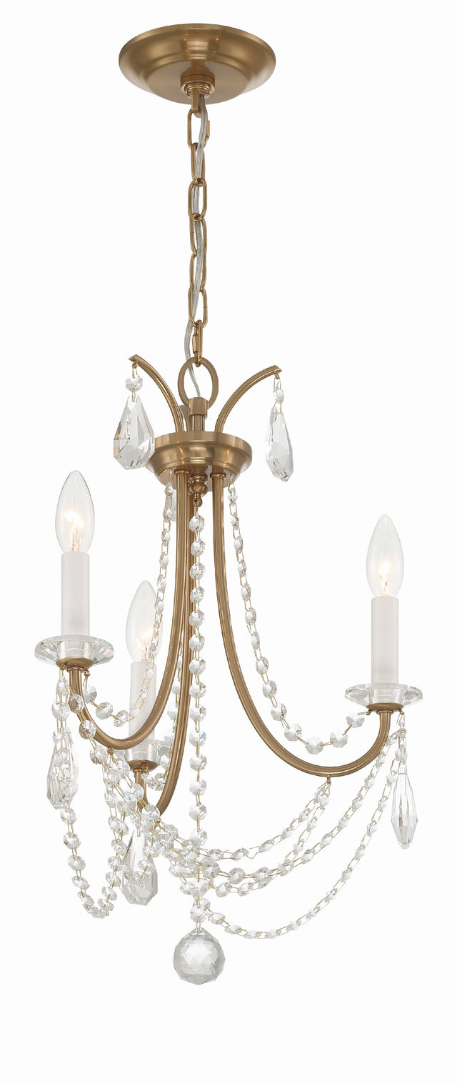 Karrington 3 Light Aged Brass Mini Chandelier KAR-90903-AG-CL-MWP