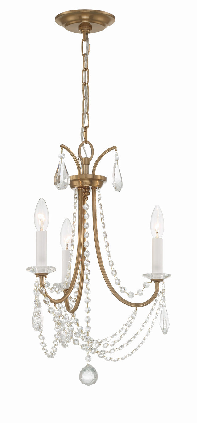 Karrington 3 Light Aged Brass Mini Chandelier KAR-90903-AG-CL-MWP