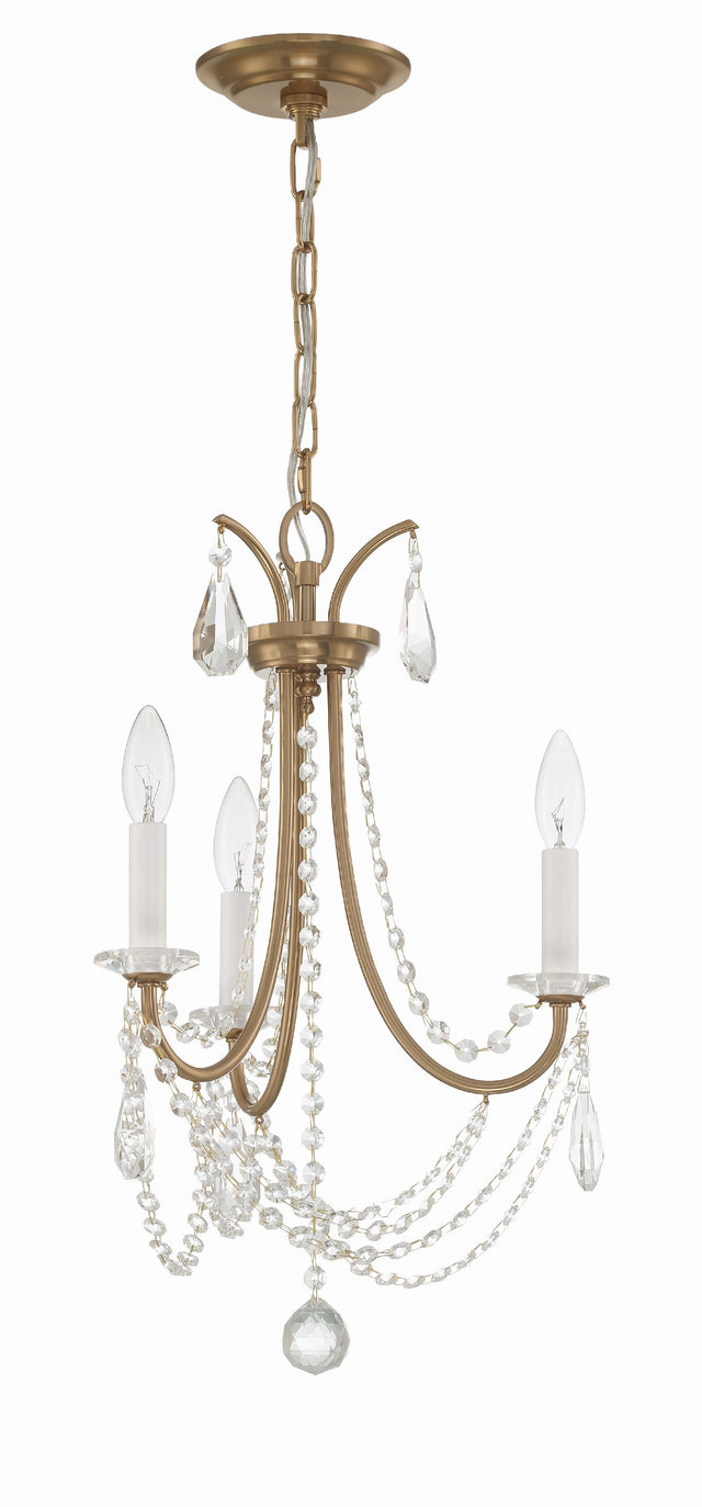 Karrington 3 Light Aged Brass Mini Chandelier KAR-90903-AG-CL-MWP