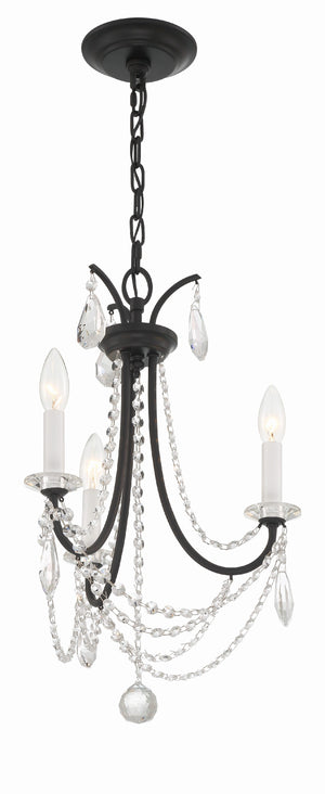 Karrington 3 Light Aged Brass Mini Chandelier KAR-90903-AG-CL-MWP