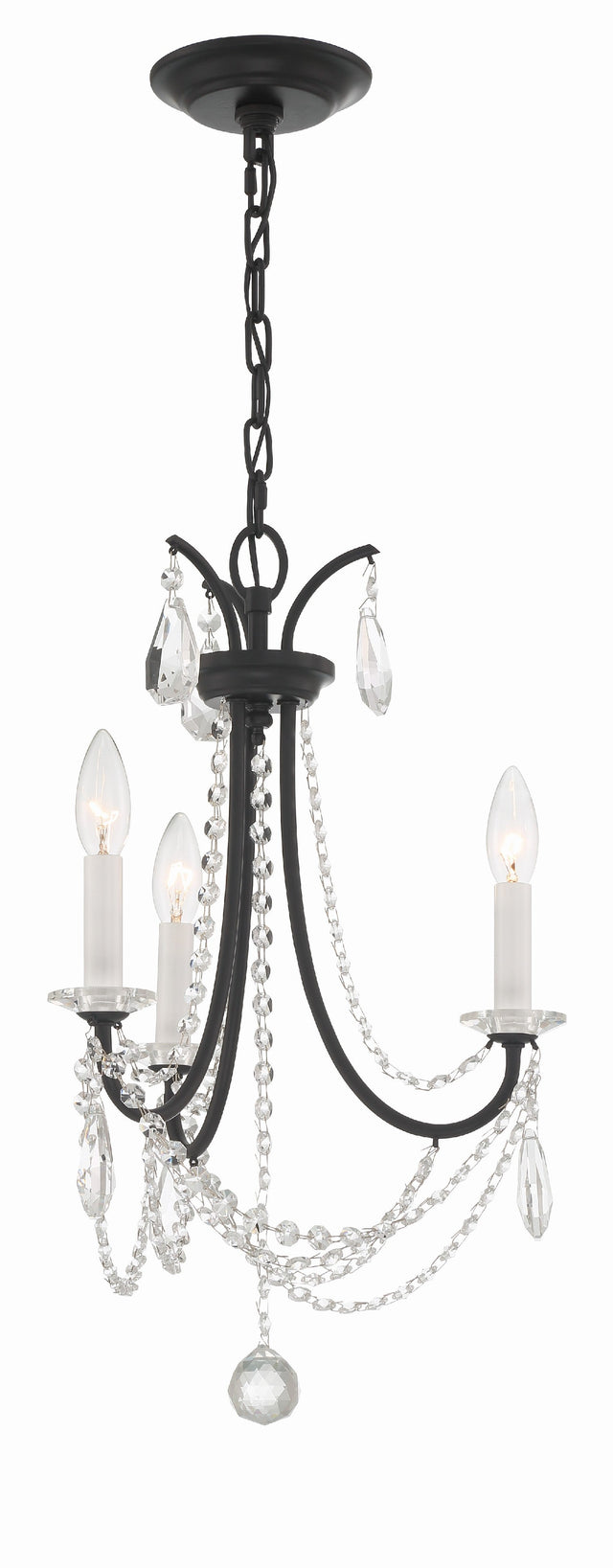 Karrington 3 Light Aged Brass Mini Chandelier KAR-90903-AG-CL-MWP