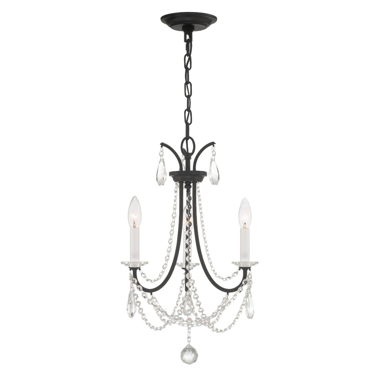 Karrington 3 Light Matte Black Mini Chandelier KAR-90903-MK-CL-MWP