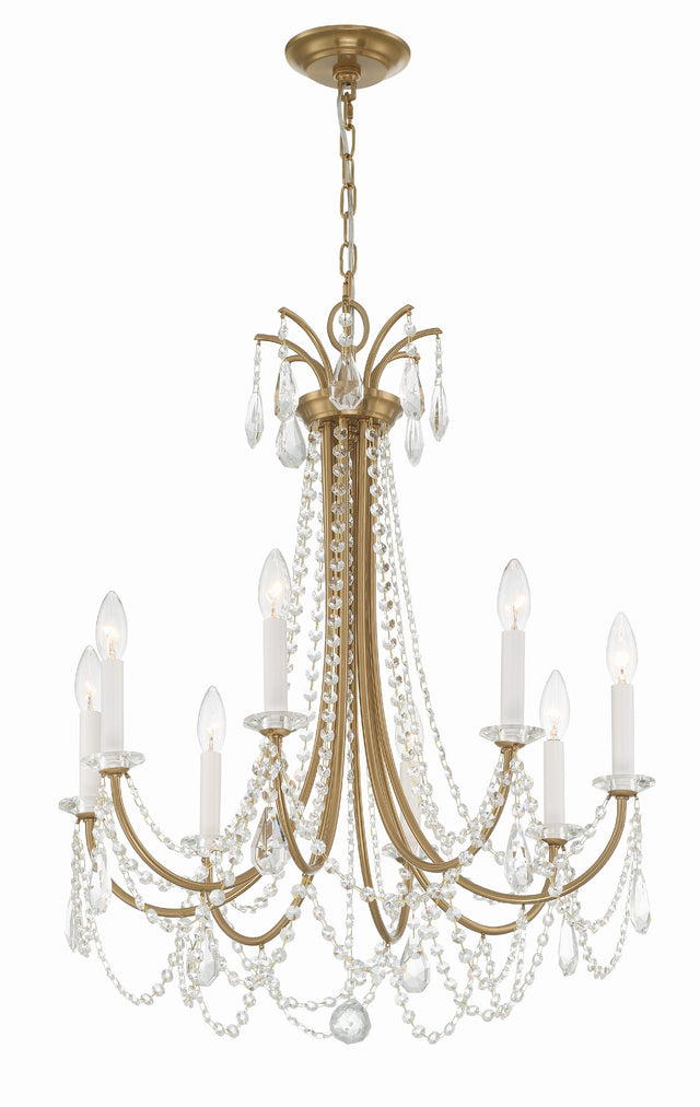 Karrington 8 Light Aged Brass Chandelier KAR-90908-AG-CL-MWP