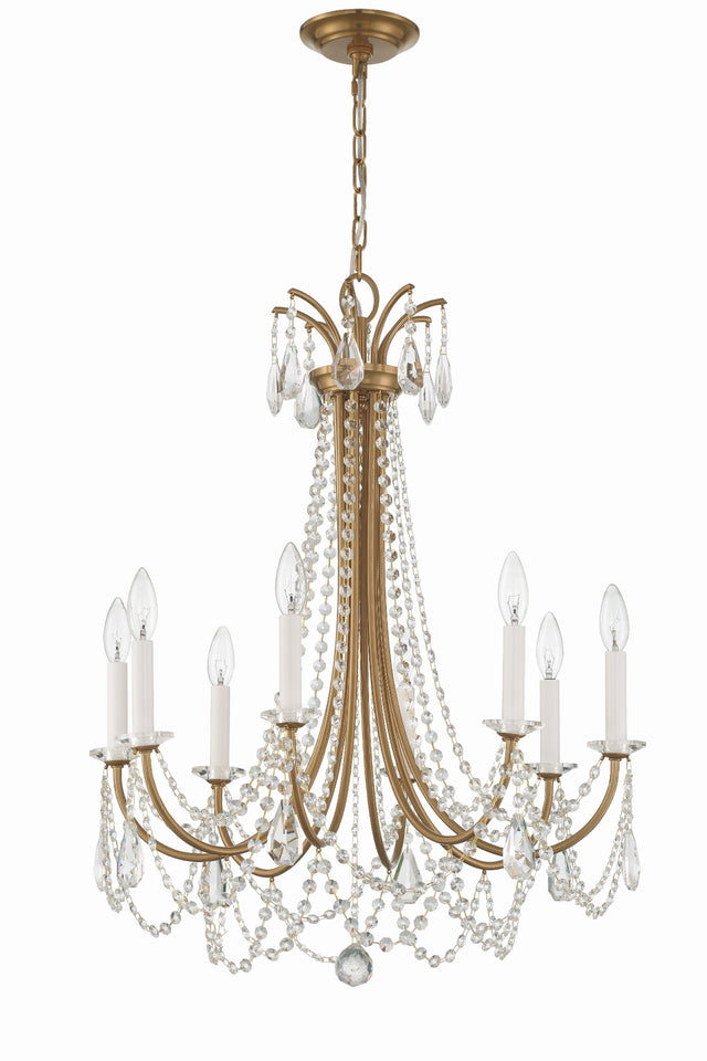 Karrington 8 Light Aged Brass Chandelier KAR-90908-AG-CL-MWP