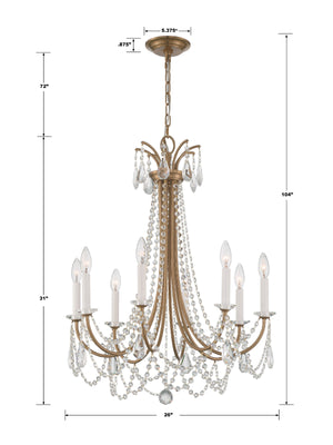 Karrington 8 Light Aged Brass Chandelier KAR-90908-AG-CL-MWP