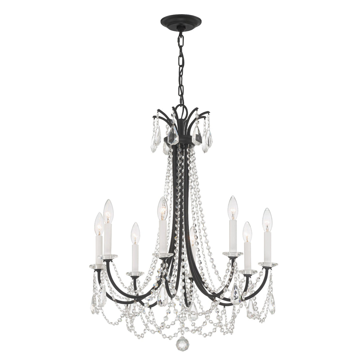 Karrington 8 Light Matte Black Chandelier KAR-90908-MK-CL-MWP