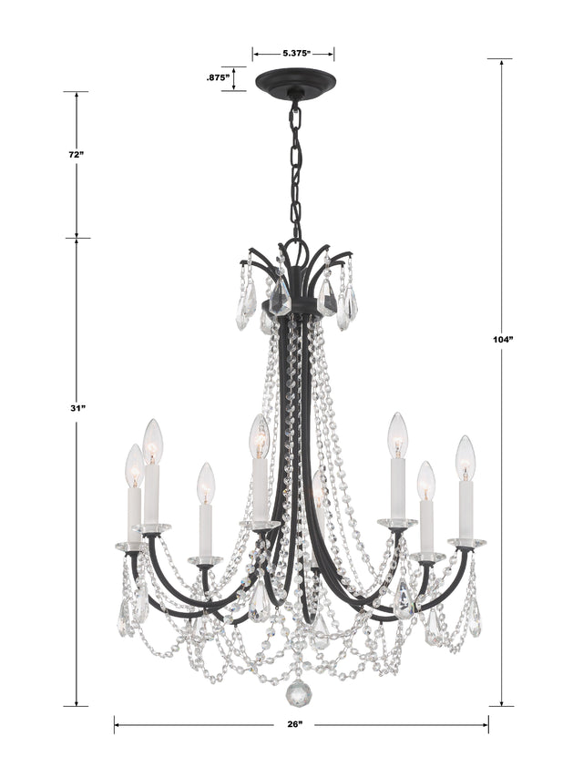 Karrington 8 Light Aged Brass Chandelier KAR-90908-AG-CL-MWP