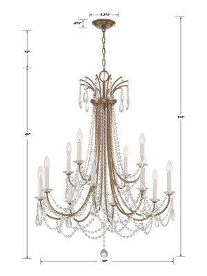 Karrington 12 Light Aged Brass Chandelier KAR-90912-AG-CL-MWP