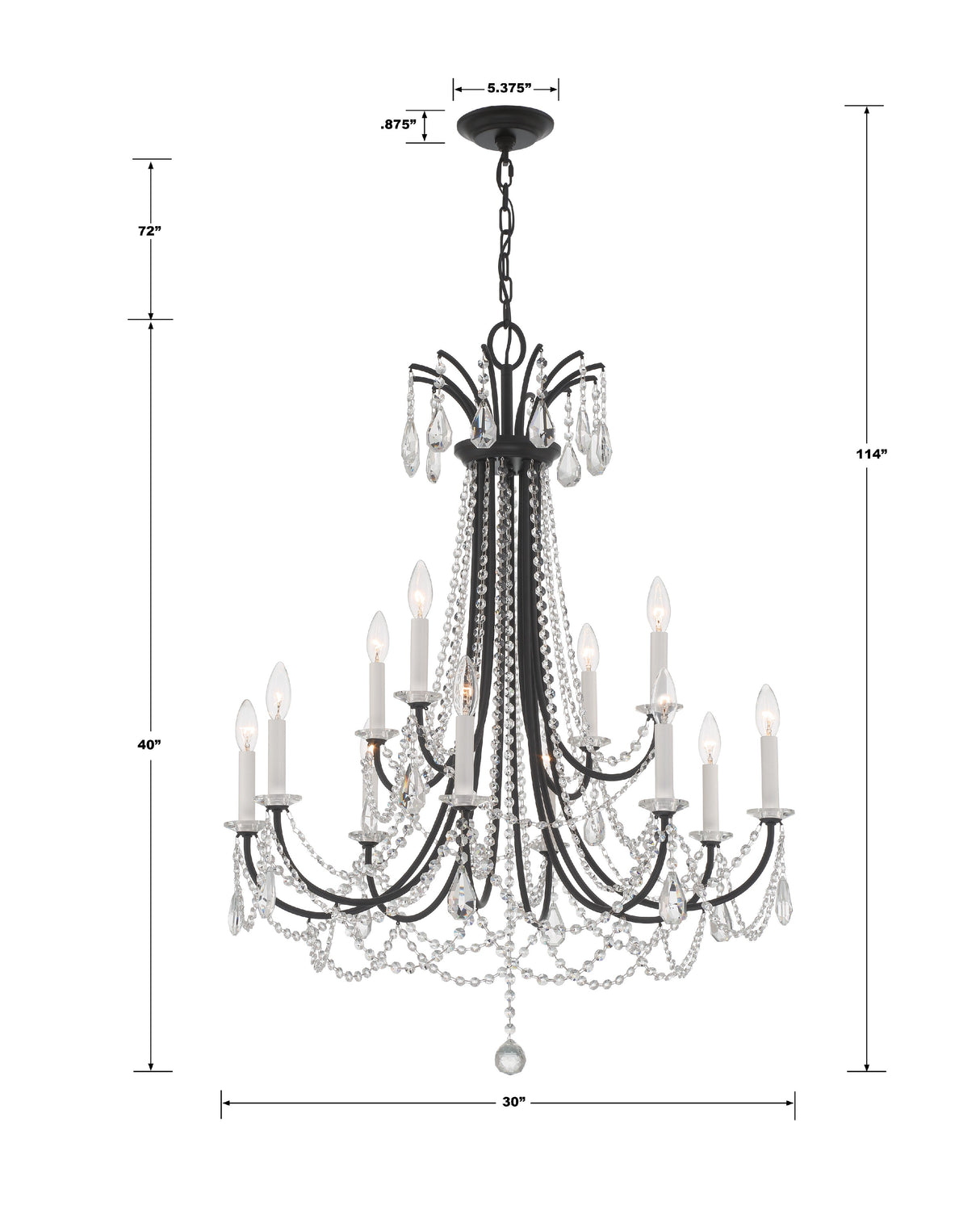 Karrington 12 Light Aged Brass Chandelier KAR-90912-AG-CL-MWP