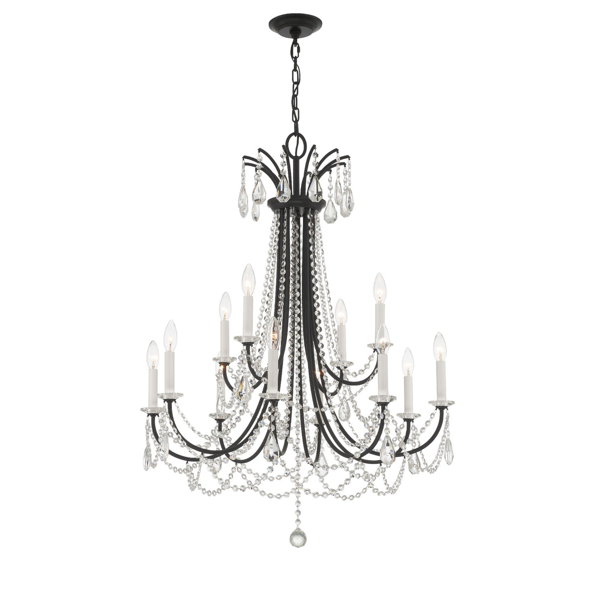 Karrington 12 Light Matte Black Chandelier KAR-90912-MK-CL-MWP