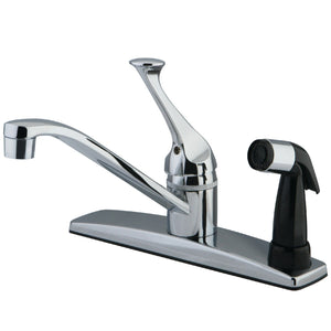 KB0573 Single-Handle 1-or-3 Hole Deck Mount 8" Centerset Kitchen Faucet with Side Sprayer, Polished Chrome