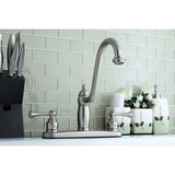 Heritage KB1118BLLS Two-Handle 3-Hole Deck Mount 8" Centerset Kitchen Faucet, Brushed Nickel