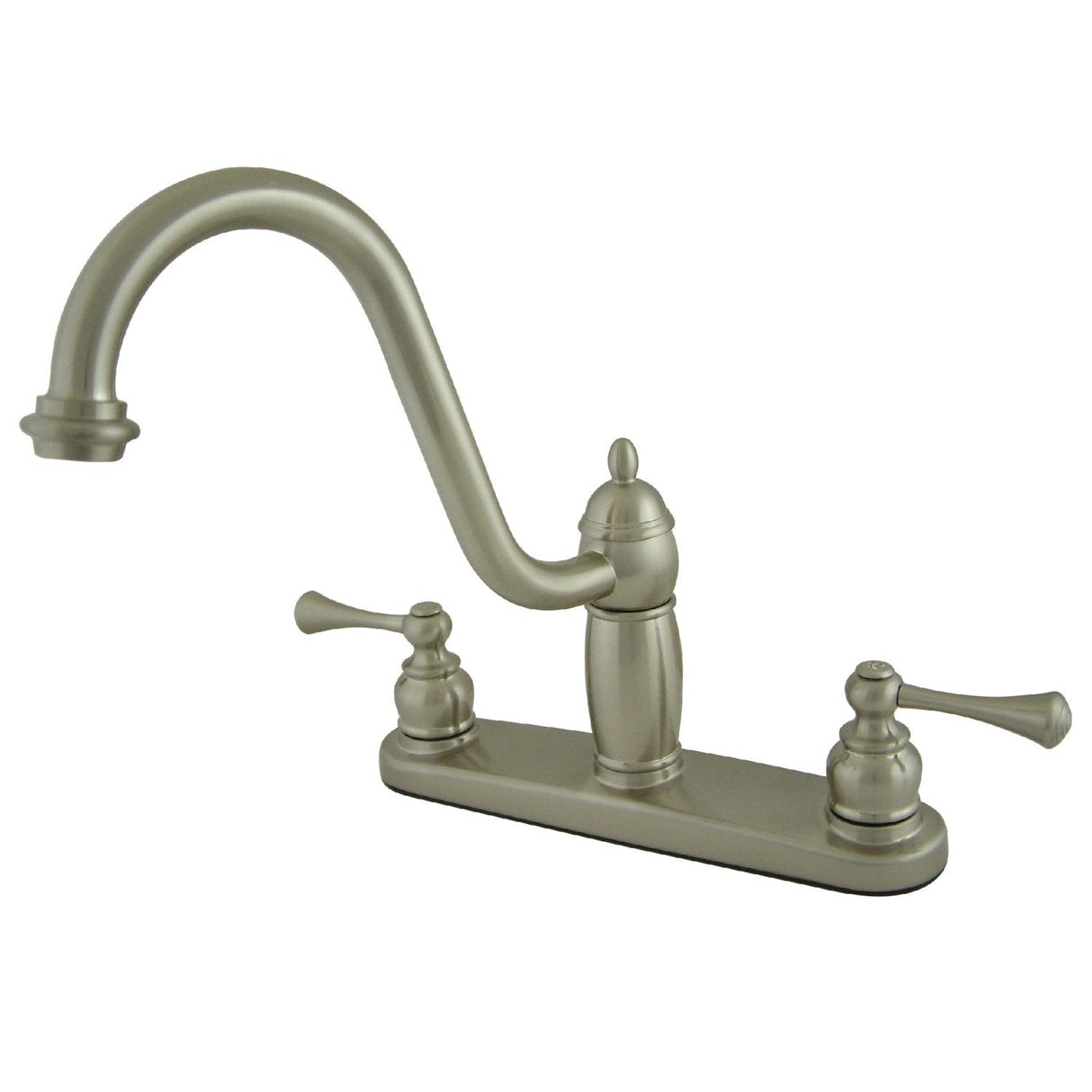 Heritage KB1118BLLS Two-Handle 3-Hole Deck Mount 8" Centerset Kitchen Faucet, Brushed Nickel