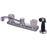 Americana KB122 Two-Handle 4-Hole Deck Mount 8" Centerset Kitchen Faucet with Side Sprayer, Polished Chrome
