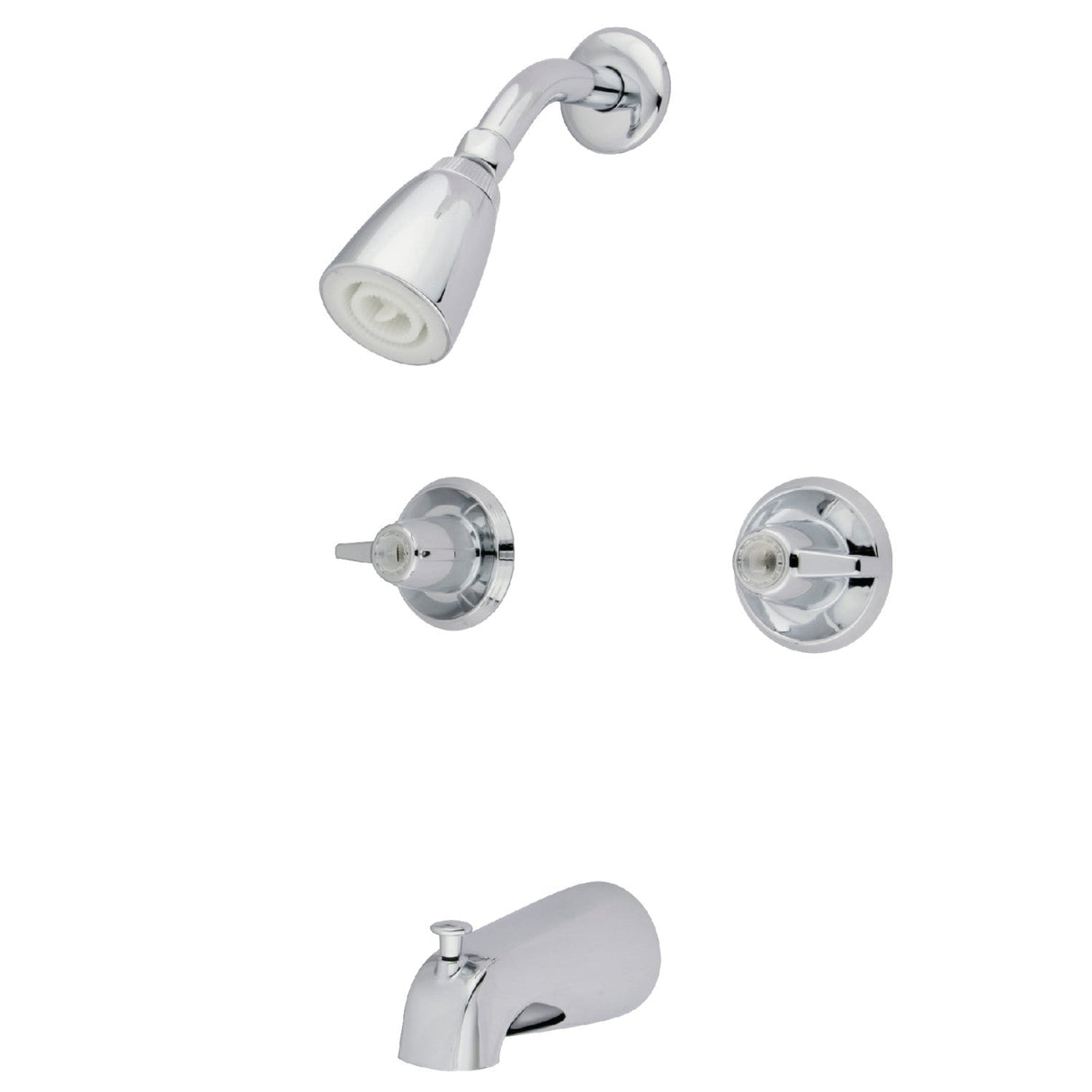 Americana KB140 Two-Handle 4-Hole Wall Mount Tub and Shower Faucet, Polished Chrome