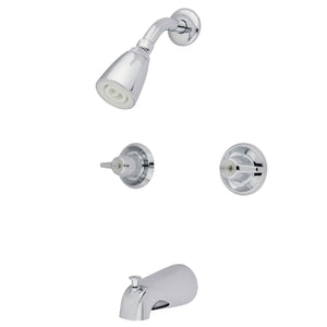 Americana KB140 Two-Handle 4-Hole Wall Mount Tub and Shower Faucet, Polished Chrome