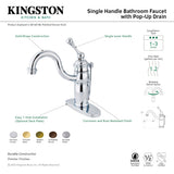 Victorian KB1403BL Single-Handle 1-Hole Deck Mount Bathroom Faucet with Plastic Pop-Up, Antique Brass