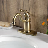 Victorian KB1403BL Single-Handle 1-Hole Deck Mount Bathroom Faucet with Plastic Pop-Up, Antique Brass