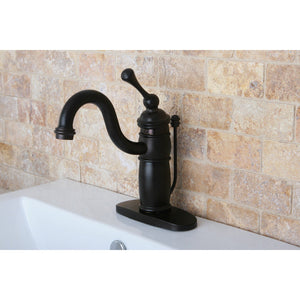 Victorian KB1405BL Single-Handle 1-Hole Deck Mount Bathroom Faucet with Plastic Pop-Up, Oil Rubbed Bronze