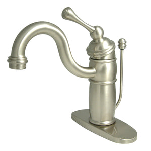 Victorian KB1408BL Single-Handle 1-Hole Deck Mount Bathroom Faucet with Plastic Pop-Up, Brushed Nickel
