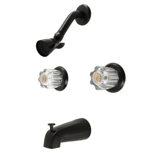 Americana KB141MB Two-Handle 4-Hole Wall Mount Tub and Shower Faucet, Matte Black