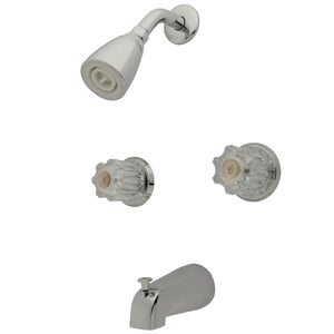 Americana KB141 Two-Handle 4-Hole Wall Mount Tub and Shower Faucet, Polished Chrome