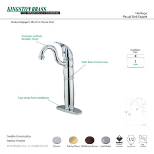 Heritage KB1425LL Single-Handle 1-Hole Deck Mount Vessel Faucet, Oil Rubbed Bronze