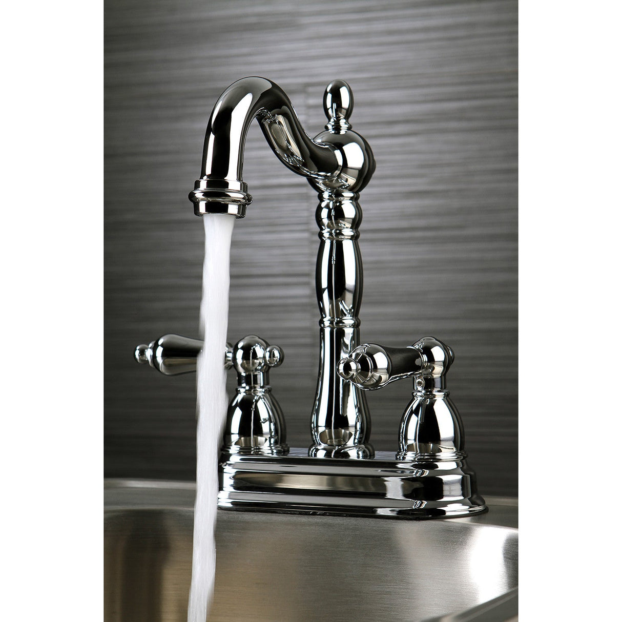 Heritage KB1491AL Two-Handle 2-Hole Deck Mount Bar Faucet, Polished Chrome