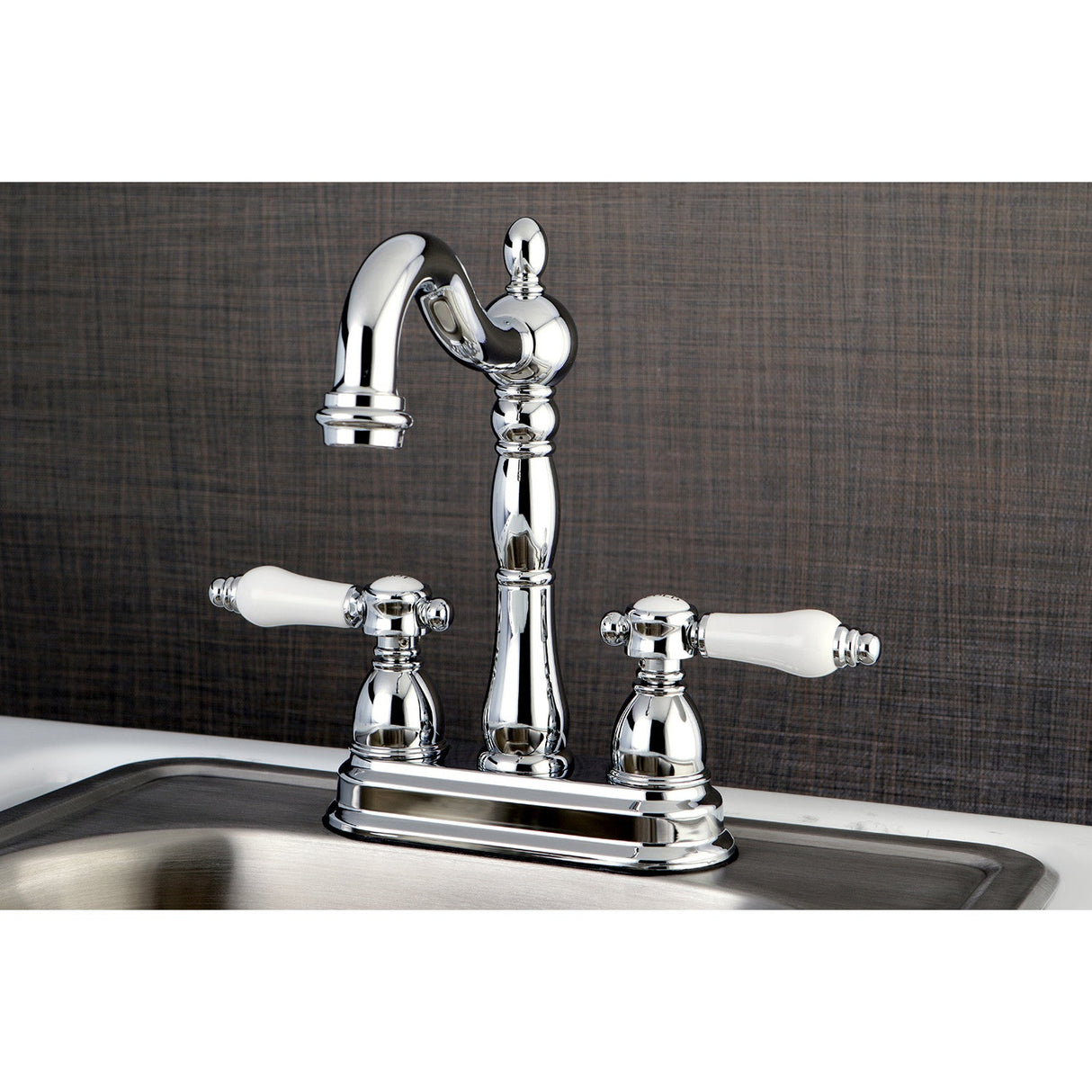 Bel-Air KB1491BPL Two-Handle 2-Hole Deck Mount Bar Faucet, Polished Chrome