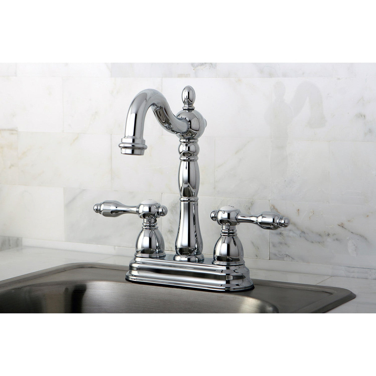 Tudor KB1491TAL Two-Handle 2-Hole Deck Mount Bar Faucet, Polished Chrome