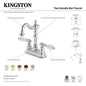 Wilshire KB1491WLL Two-Handle 2-Hole Deck Mount Bar Faucet, Polished Chrome