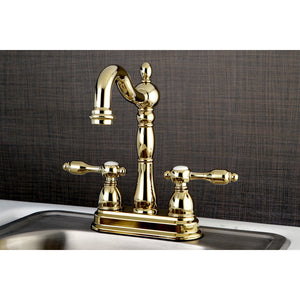 Tudor KB1492TAL Two-Handle 2-Hole Deck Mount Bar Faucet, Polished Brass