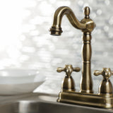 Heritage KB1493AX Two-Handle 2-Hole Deck Mount Bar Faucet, Antique Brass