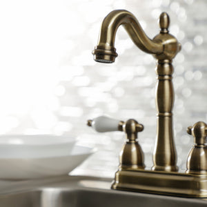 Heritage KB1493PL Two-Handle 2-Hole Deck Mount Bar Faucet, Antique Brass